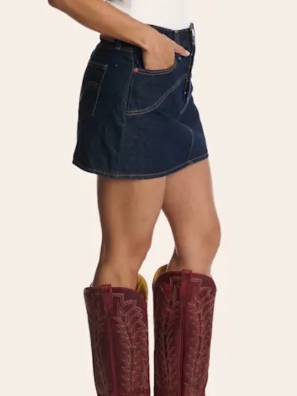 Levi's NWOT Western Icon Yoke Denim Jean Mini Skirt Dark Wash